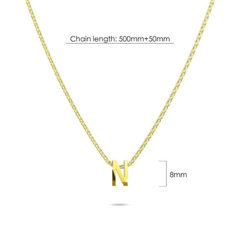Initials Brick Alphabet Letter Necklace Gold Layered Steel Jewellery